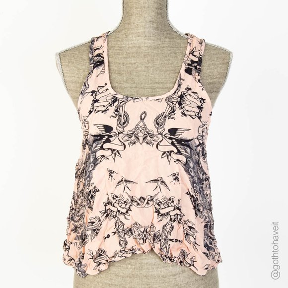 Topshop Tattoo Print Blouse - Picture 1 of 5